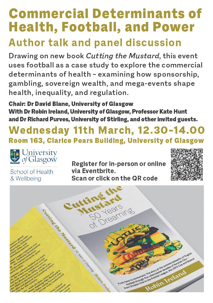 Author talk and panel discussion event 11 March, University of Glasgow